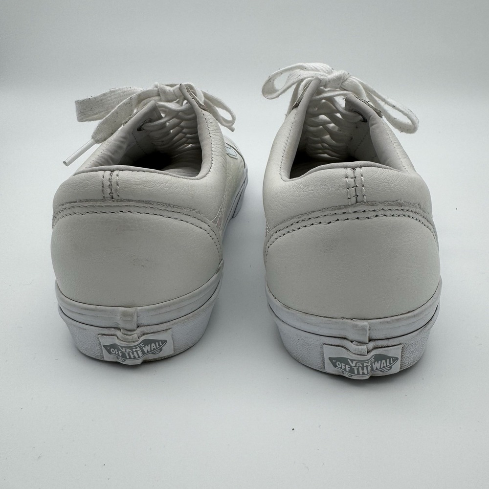 Vans Women's Old Skool White Leather Holo Sidestripe Skate Shoes Size 8.5 - Picture 7 of 9